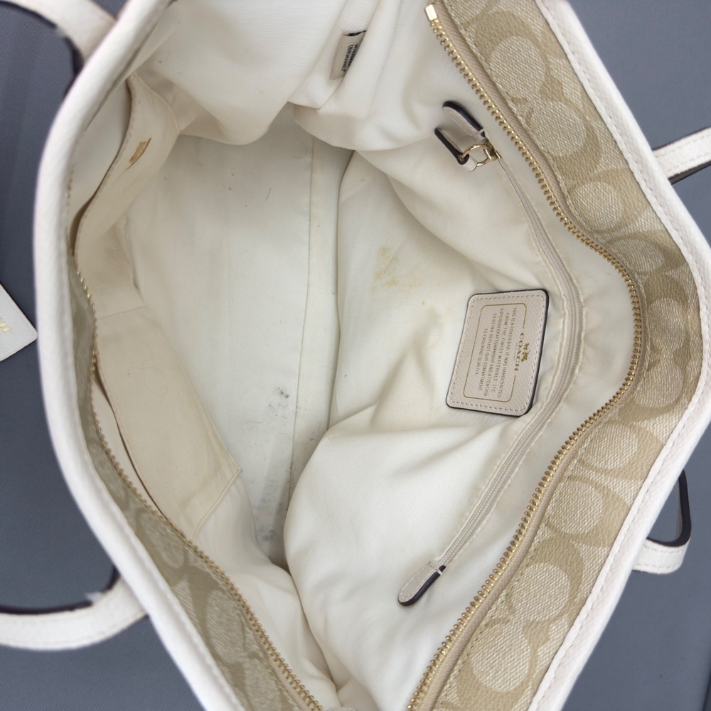 Coach City Tote Signature Canvas Light Khaki Chalk Gold Hardware - Picture 10 of 15